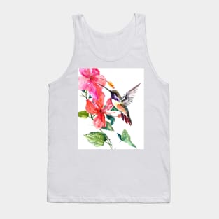 Hummingbird and Hibiscus Flowers Tank Top